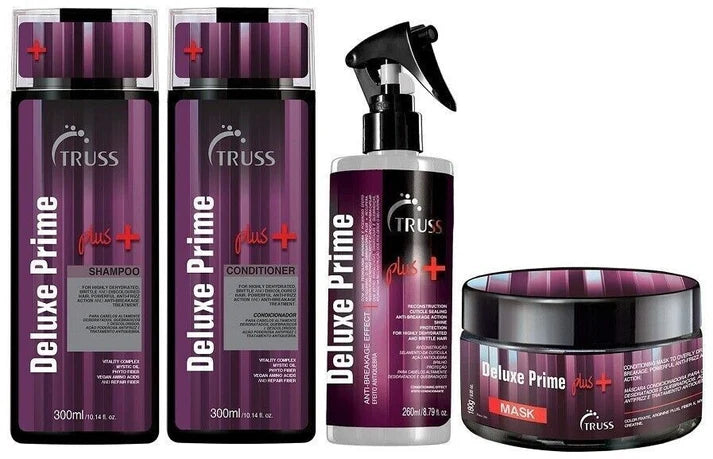 Truss Deluxe Prime Plus + Shampoo & Conditioner & Prime & Mask Set Bundle, Damaged Hair Treatment - Moisturizing Conditioner for Restored Hair Shine - Powerful Hair Care with an Anti Breakage Effect