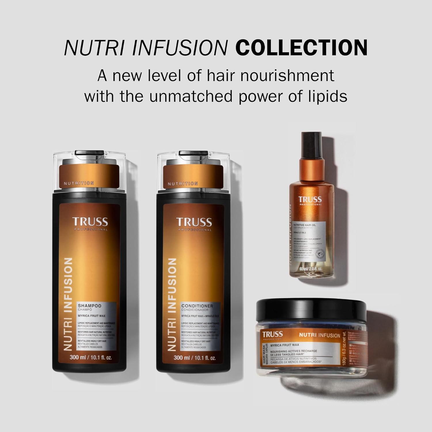 TRUSS Nutri Infusion Shampoo & Conditioner Bundle for Dry, Damaged Hair - Nourishing Myrica Fruit Wax & Miracle Oils - Cleanse and Moisturize
