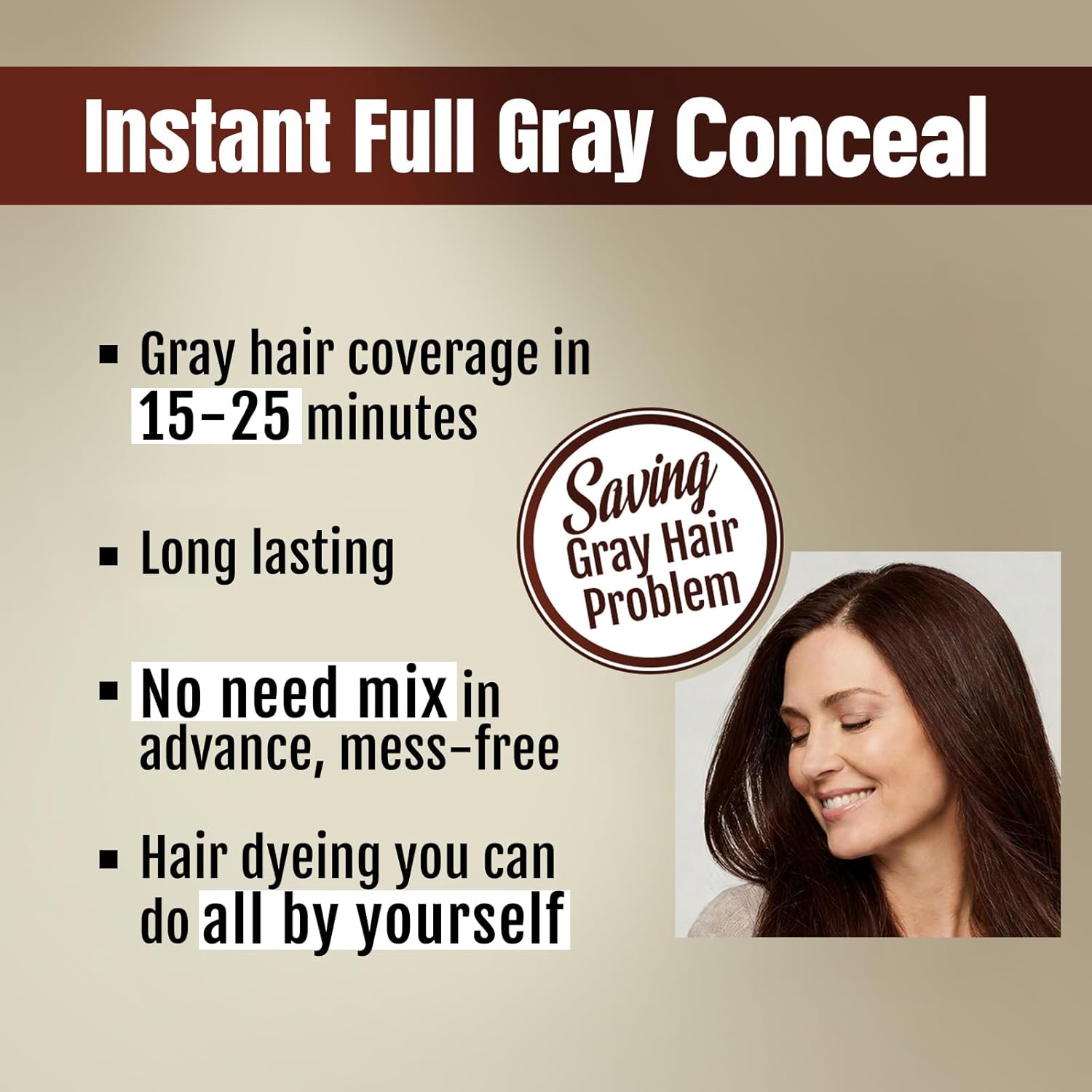 MEIDU Dark Brown Hair Color Shampoo for Gray Coverage, Instant 3-in-1 Hair Dye for Women (16.9 Fl oz)