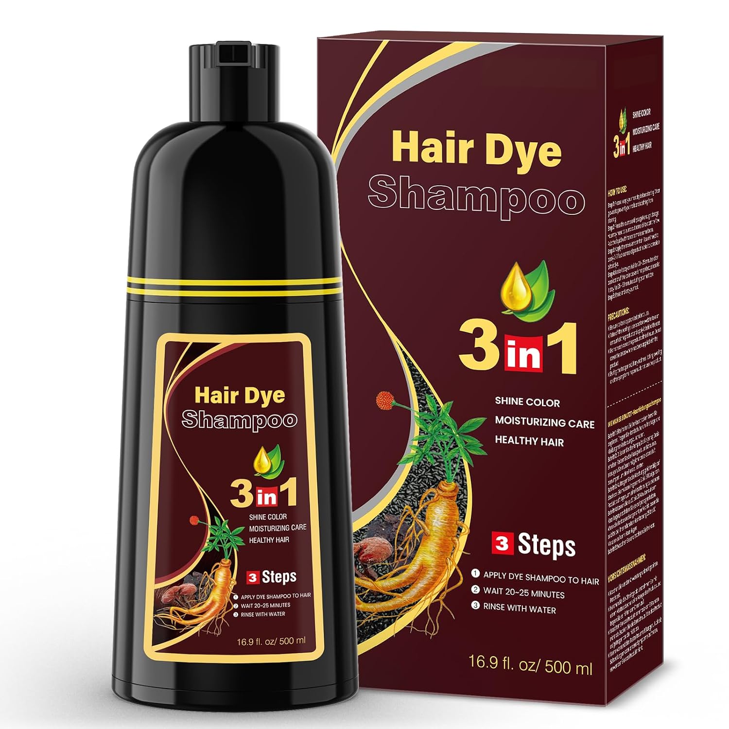 MEIDU Dark Brown Hair Color Shampoo for Gray Coverage, Instant 3-in-1 Hair Dye for Women (16.9 Fl oz)