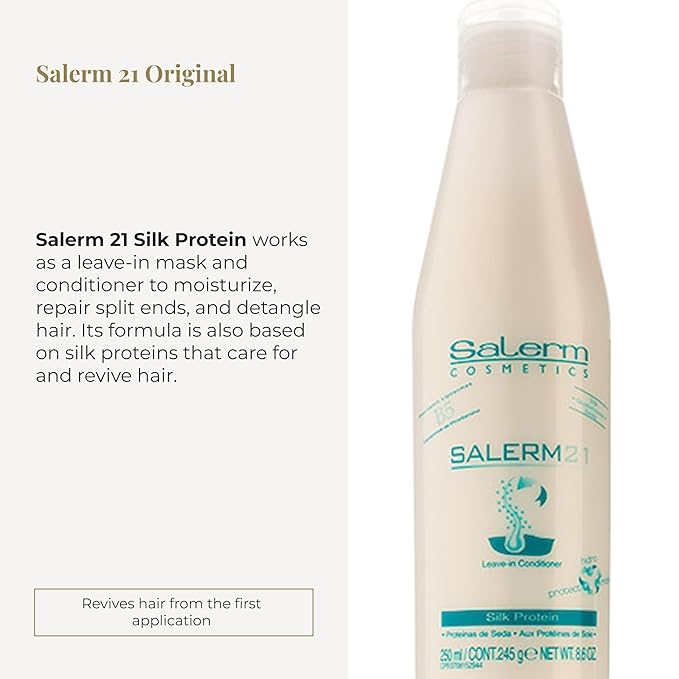 SALERM - Instant Hair Conditioner 21 Silk Protein - 250 ml Leave-In or Rinse-Out Conditioner - with Silk Proteins - Heat Protector and Hydrating