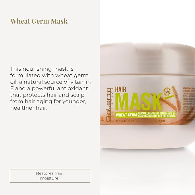 SALERM Nourishing Hair Mask with Wheat Germ - for Dry and Damaged Hair - Deep Hair Hydration - Shine and Brightness - Hair Strengthening