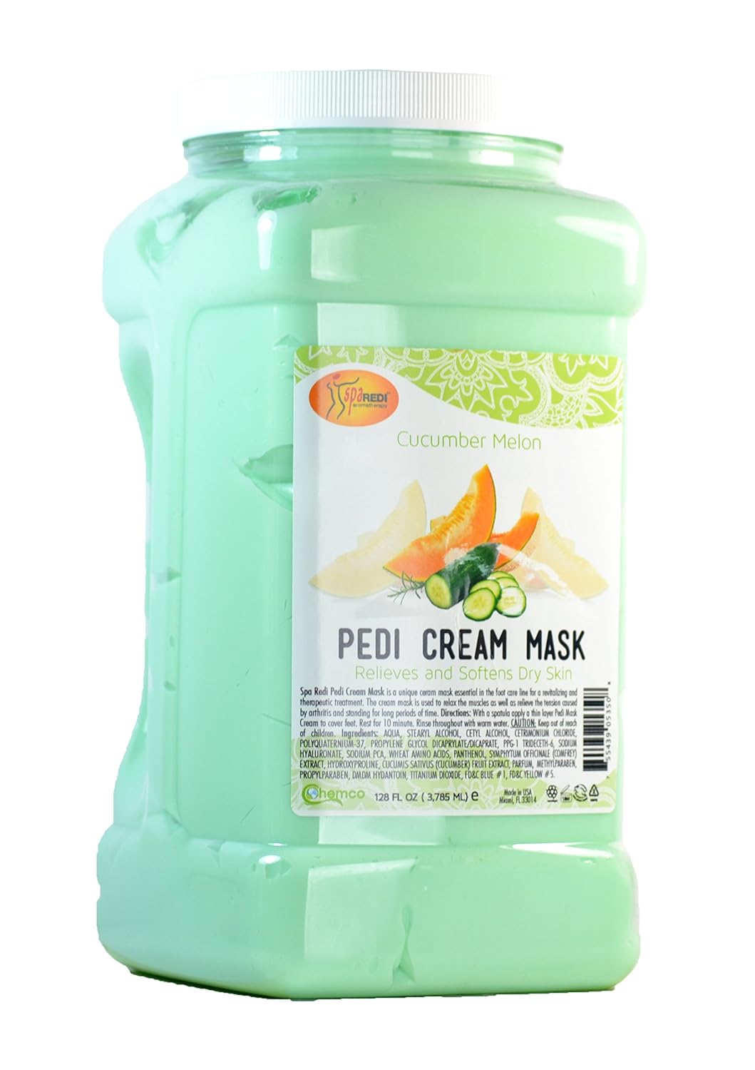 SPA REDI Body and Foot Cream Mask, Cucumber and Melon, 128 Oz