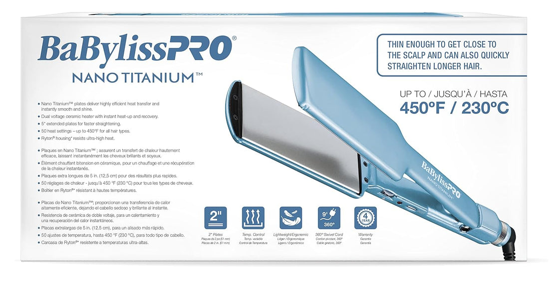 BabylissPRO Titanium Ultra-Thin Hair Straightener 2”/51mm