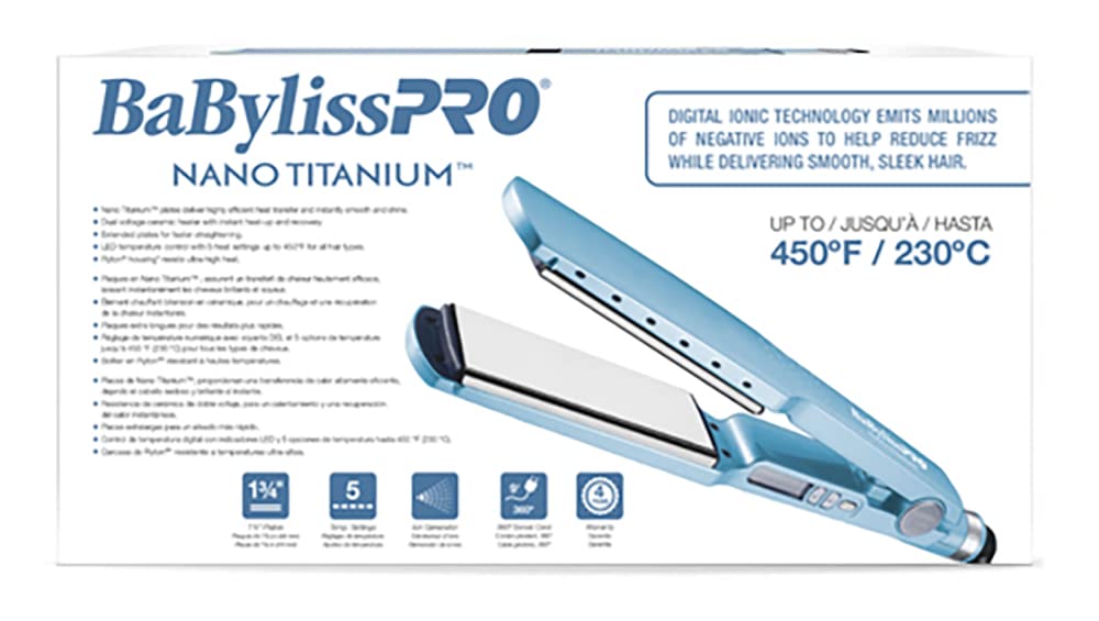 BabylissPRO Nano Titanium Ionic Hair Straightener 1 3/4”44mm
