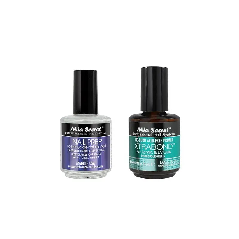 Mia Secret 2-Bottle Nail Prep & Xtrabond Primer Multi-Pack - 0.5oz NP-30 Prep (Removes Oil), 0.5oz PR100 Primer for Gel Nails, Cuticle Care, Better Adhesion, Manicure at Home