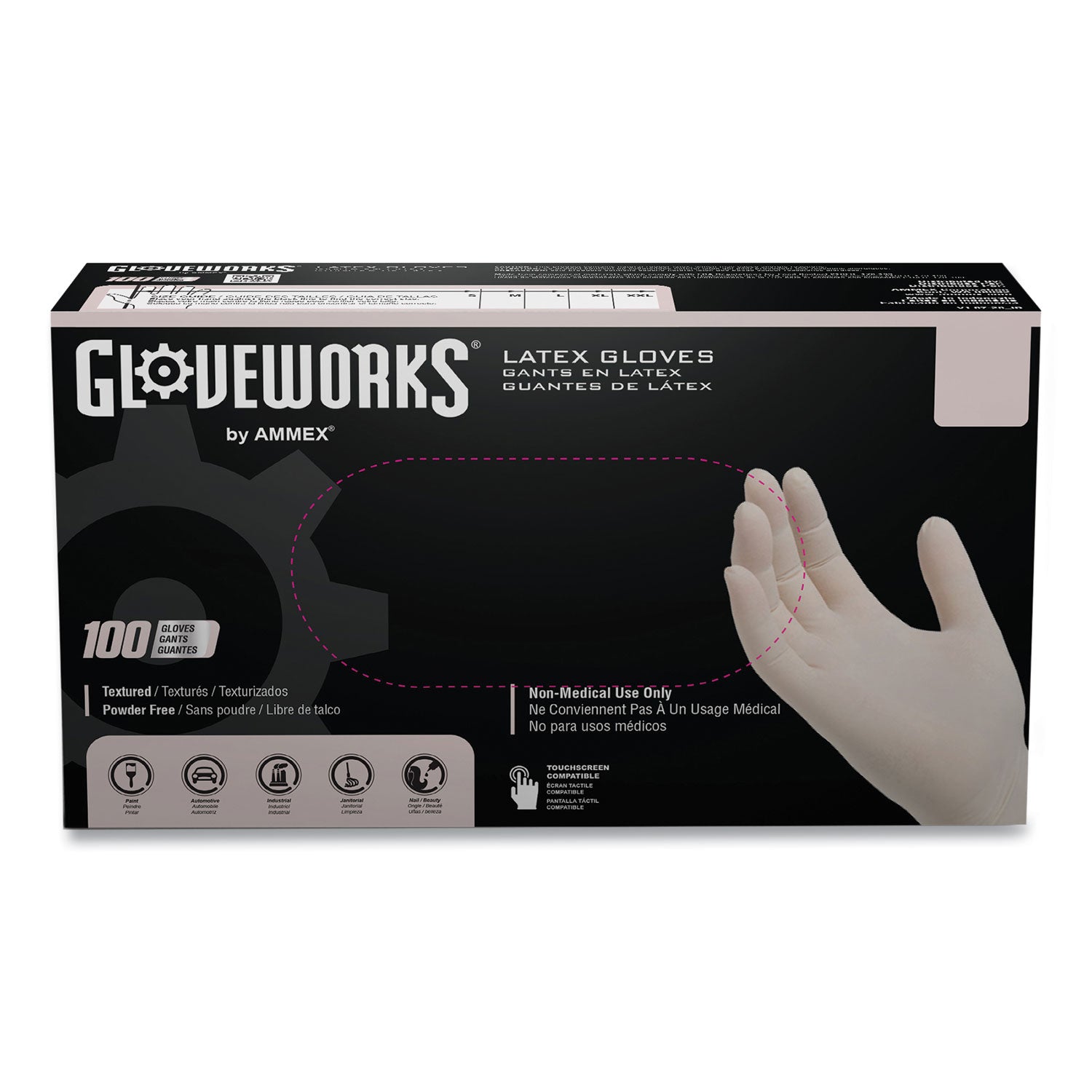 GloveWorks Latex Disposable Gloves, Powder-Free