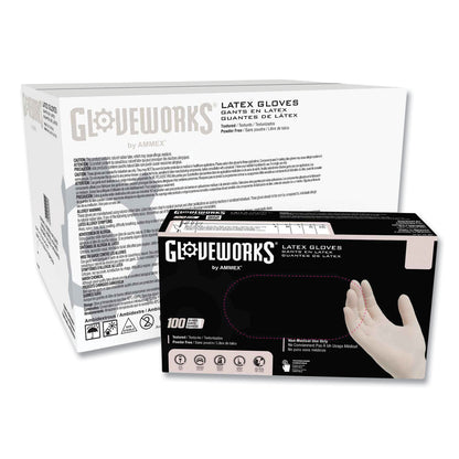 GloveWorks Latex Disposable Gloves, Powder-Free