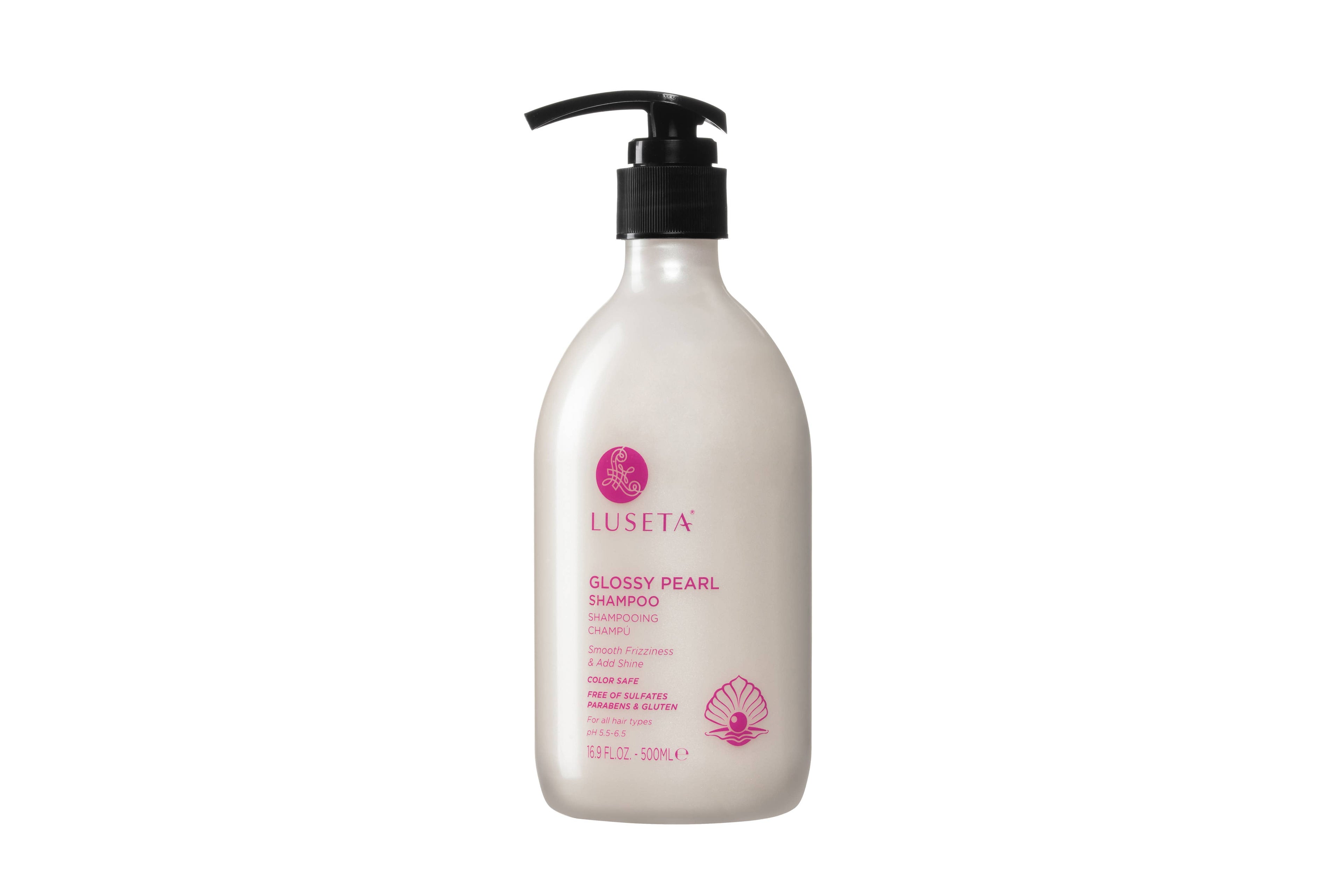 LUSETA Glossy Pearl Shampoo for Smoothing and Nourishing Frizzy, Moisturizing Shampoo with Pearl Extract, Enhances Natural Luster for Dull hair 16.9 fl.oz.