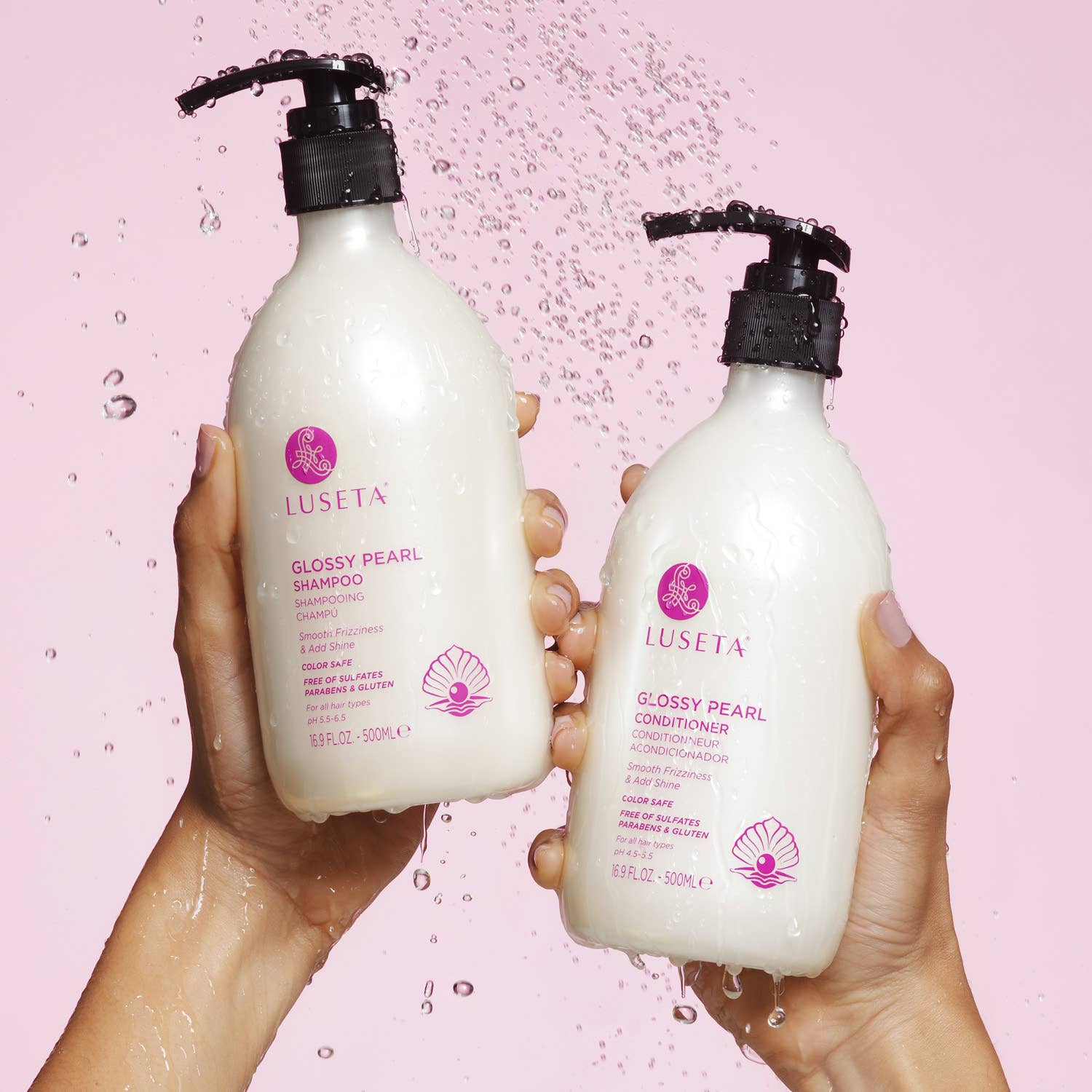 LUSETA Glossy Pearl Shampoo for Smoothing and Nourishing Frizzy, Moisturizing Shampoo with Pearl Extract, Enhances Natural Luster for Dull hair 16.9 fl.oz.