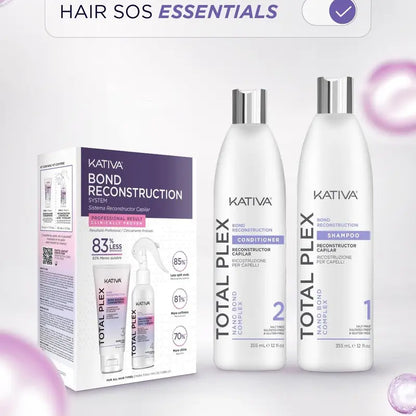 Kativa Total Plex Liquid Shampoo - 250ml Gentle Bond Repair Cleanser for Adults, Nano Bond Complex, Salt-Free Sulfate-Free Color-Safe Strengthening Shampoo, Single Item