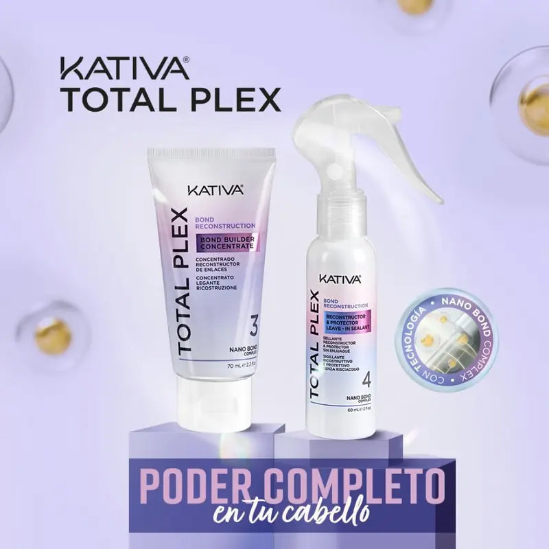 Kativa Total Plex Liquid Shampoo - 250ml Gentle Bond Repair Cleanser for Adults, Nano Bond Complex, Salt-Free Sulfate-Free Color-Safe Strengthening Shampoo, Single Item