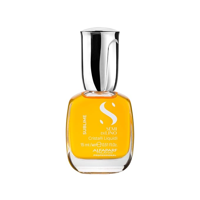 Alfaparf Milano Semi di Lino Sublime Cristalli Liquidi Hair Oil Serum with Thermal Protection - Anti Frizz Hair Serum &amp; Smoothing Heat Protectant Spray with Vitamin E for Frizzy Hair