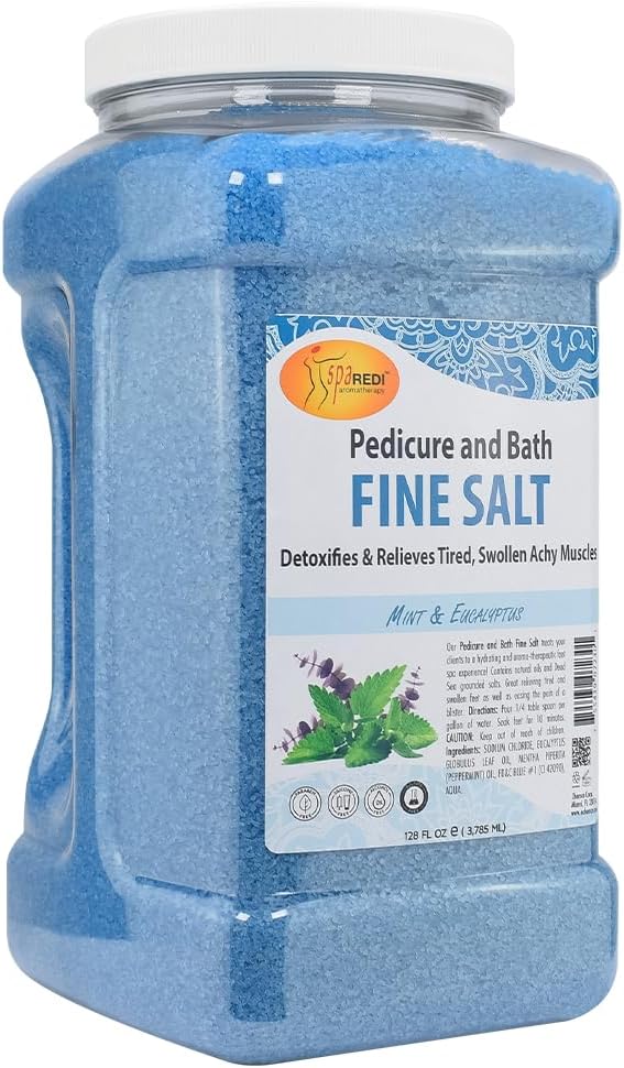 SPA REDI  Pedicure and Bath Fine Salt, Mint and Eucalyptus, 128 Oz