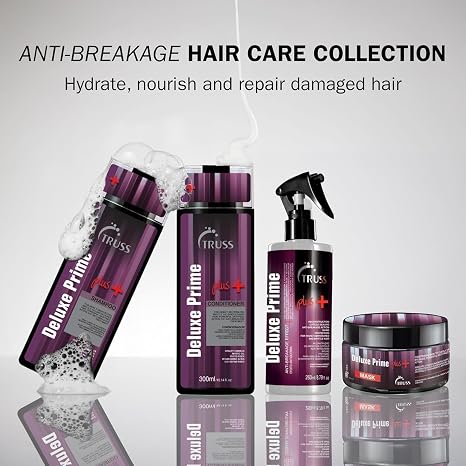 Truss Deluxe Prime Plus + Shampoo &amp; Conditioner &amp; Prime &amp; Mask Set Bundle, Damaged Hair Treatment - Moisturizing Conditioner for Restored Hair Shine - Powerful Hair Care with an Anti Breakage Effect