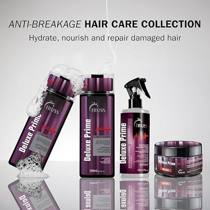 Truss Deluxe Prime Plus + Shampoo &amp; Conditioner &amp; Prime &amp; Mask Set Bundle, Damaged Hair Treatment - Moisturizing Conditioner for Restored Hair Shine - Powerful Hair Care with an Anti Breakage Effect