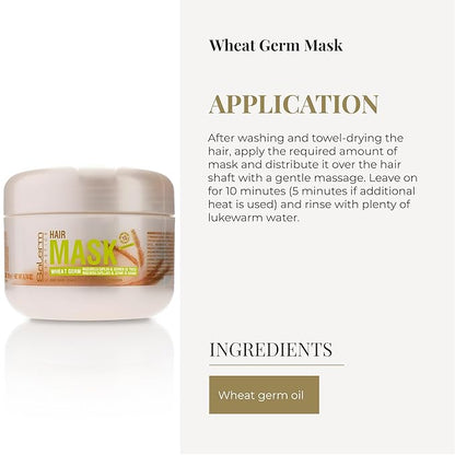 SALERM Nourishing Hair Mask with Wheat Germ - for Dry and Damaged Hair - Deep Hair Hydration - Shine and Brightness - Hair Strengthening