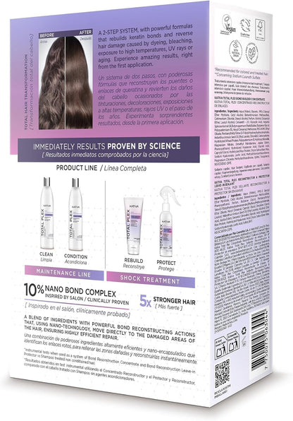 KATIVA Total Plex Bond Repair Kit, 2 Step Concentrate and Sealer Treatment, Rebuilds, Strengthens and Seals Damaged Hair, Nano Bond Complex for Breakage, Split Ends, Softness and Shine