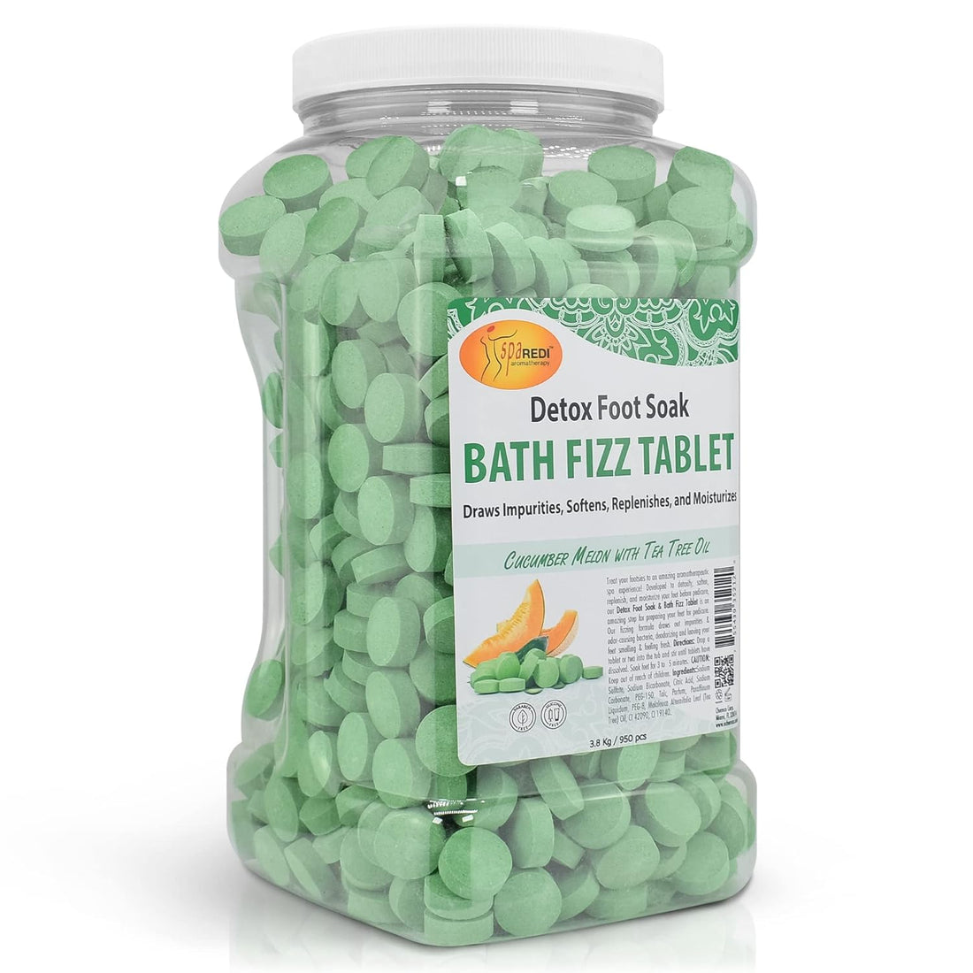 SPA REDI  Fizz Tablets for Pedicure Cucumber and Melon 950 Count