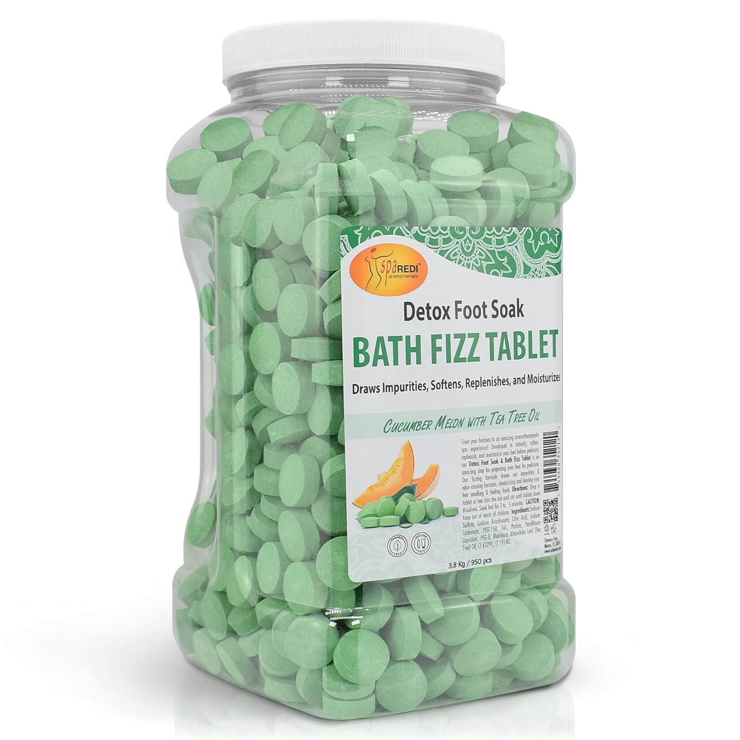 SPA REDI  Fizz Tablets for Pedicure Cucumber and Melon 950 Count