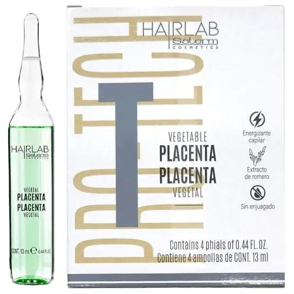 Salerm Hairlab Vegetable Placenta Hair Density Serum, Plant-Based Haircare Treatment with Keratin for Thicker, Fuller &amp; Shiny Hair, Repairing Ampoules, 4 x 0.44 fl oz, Hair Thickening Serum