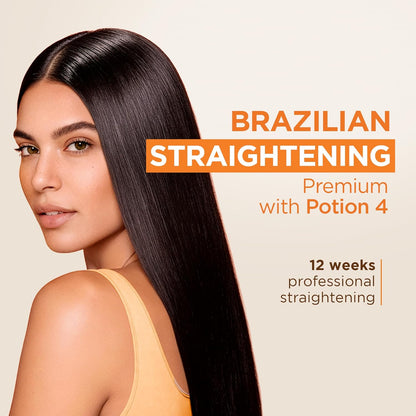 KATIVA Brazilian Keratin Straightening Kit - Alisado Brasileño Keratina + Potion 4 Heat Protectant Serum, Smoothing, Anti Frizz, Hyaluronic Acid, Argan Oil, Vegan, Up to 12 Weeks