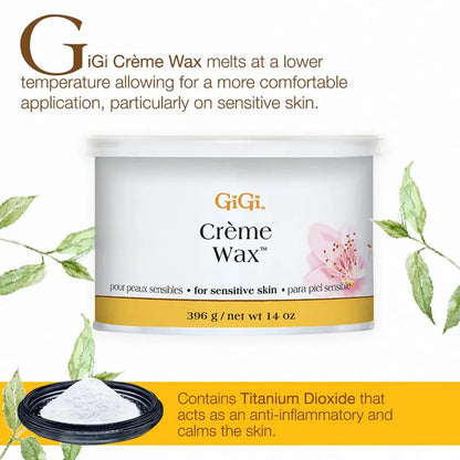 GIGI AND MAX Creme Wax, Soothing Cream for Sensitive Skin with Glycerin, Gentle Face &amp; Body Care Hair Removal at Home, 14 oz, Facial Hair Remover, At Home Hair Removal, Body Waxing, Hairremovalcream