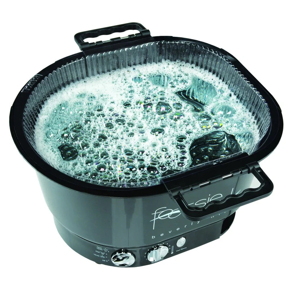 Footsie Bath™ Beverly Hills Professional Pedicure Foot Spa with Disposable Liners – Ultra-Sonic Vibration, Variable Temperature Thermostat &amp; 30-Min Timer – 5 Liners &amp; Carrier Basket Included